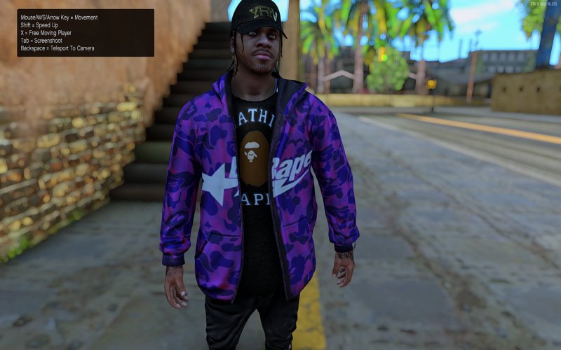 GTA San Andreas Oversized Bape Hoodie For Franklin Mod GTAinside